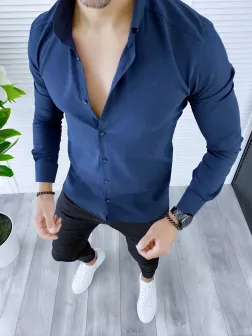 Camasa barbati bleumarin slim fit B5341 W15